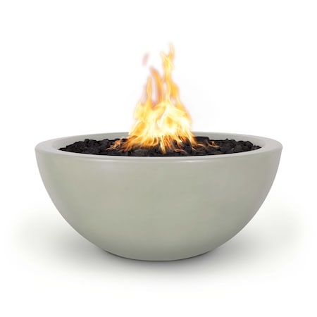 The Outdoor Plus 30 Round Luna Fire Bowl - GFRC Concrete - Ash - Match Lit with Flame Sense - Natural Gas OPT-LUNFO30FSML-ASH-NG